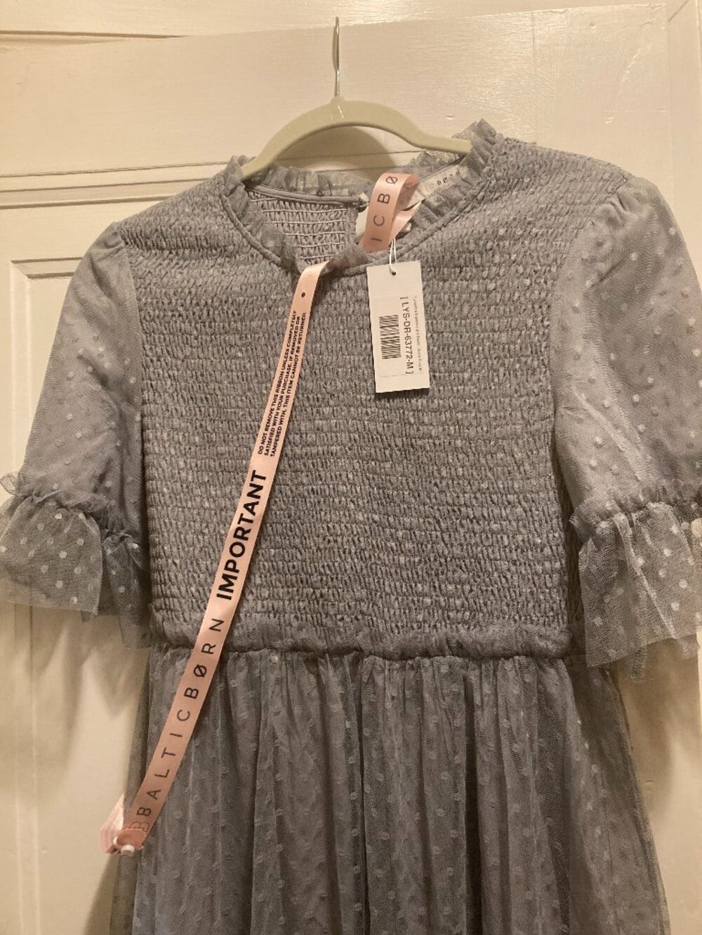 Baltic Born Lysandra Smocked Dot Dress | Dusty Slate Size MM - Picture 13 of 13